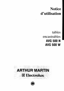 Mode d’emploi Arthur Martin-Electrolux AVG500W2 Table de cuisson
