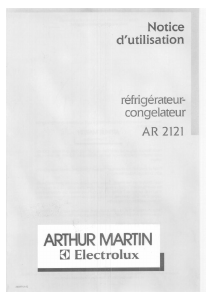 Mode d’emploi Arthur Martin-Electrolux AR2121W Réfrigérateur combiné