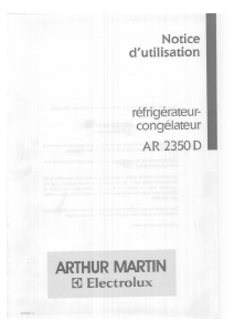 Mode d’emploi Arthur Martin-Electrolux AR2350D Réfrigérateur combiné