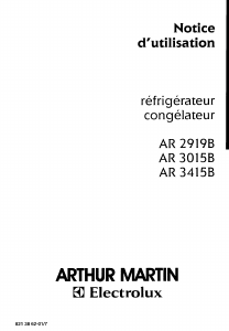 Mode d’emploi Arthur Martin-Electrolux AR2919B Réfrigérateur combiné