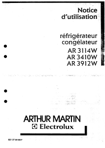 Mode d’emploi Arthur Martin-Electrolux AR3114W Réfrigérateur combiné