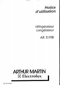 Mode d’emploi Arthur Martin-Electrolux AR3119B Réfrigérateur combiné