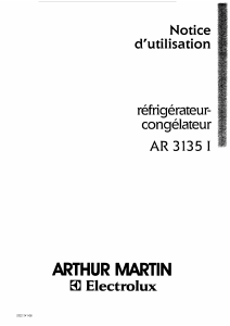 Mode d’emploi Arthur Martin-Electrolux AR3135I Réfrigérateur combiné