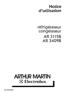 Mode d’emploi Arthur Martin-Electrolux AR3409B Réfrigérateur combiné