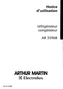 Mode d’emploi Arthur Martin-Electrolux AR3596B Réfrigérateur combiné