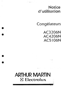 Mode d’emploi Arthur Martin-Electrolux AC 3206 N Congélateur