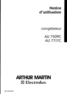 Mode d’emploi Arthur Martin-Electrolux AU 7509 C Congélateur