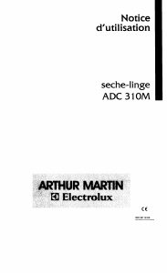 Mode d’emploi Arthur Martin-Electrolux ADC 310 M1 Sèche-linge