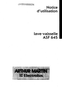 Mode d’emploi Arthur Martin-Electrolux ASF 645 Lave-vaisselle