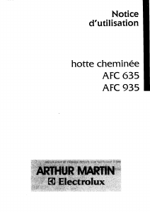 Mode d’emploi Arthur Martin-Electrolux AFC935W Hotte aspirante