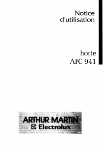 Mode d’emploi Arthur Martin-Electrolux AFC941W Hotte aspirante