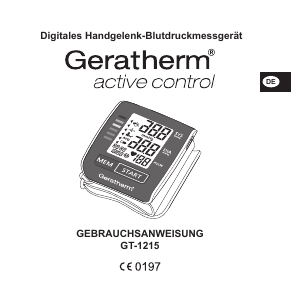 Bedienungsanleitung Geratherm GT-1215 Active Control Blutdruckmessgerät