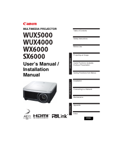 Manual Canon WUX4000 Projector