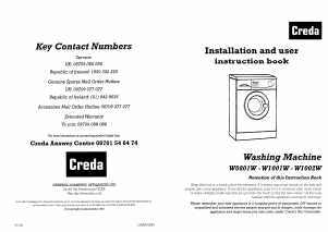 Bruksanvisning Creda W0801W Tvättmaskin