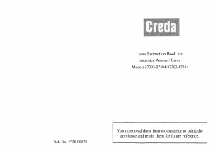 Handleiding Creda 27303 Was-droog combinatie