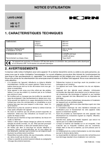 Mode d’emploi Horn HB 10 T Lave-linge