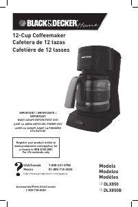 Mode d’emploi Black and Decker DLX850B Cafetière