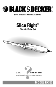 Manual Black and Decker EK350 Electric Knife