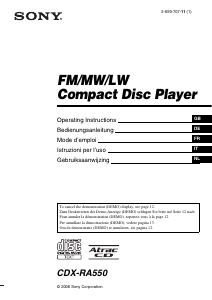 Mode d’emploi Sony CDX-RA550 Autoradio