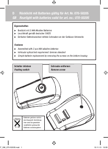 Manual Fuxon Booster (back) Bicycle Light