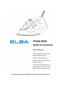 Handleiding Elba ESI-H2223C(VL) Strijkijzer