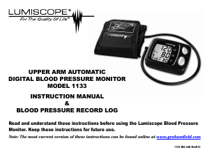 Handleiding Lumiscope 1133 Bloeddrukmeter