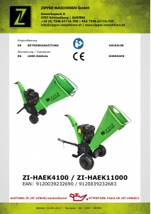 Bedienungsanleitung Zipper ZI-HAEK4100 Gartenhäcksler