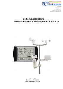 Bedienungsanleitung PCE PCE-FWS 20 Wetterstation