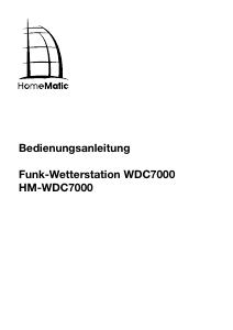Bedienungsanleitung HomeMatic HM-WDC7000 Wetterstation