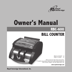 Manual Royal Sovereign RBC-600 Banknote Counter