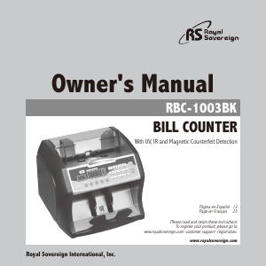 Manual Royal Sovereign RBC-1003BK Banknote Counter