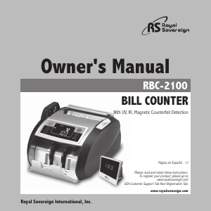 Manual Royal Sovereign RBC-1200 Banknote Counter