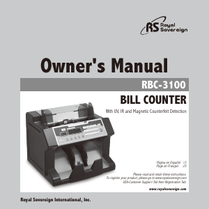 Manual Royal Sovereign RBC-3100 Banknote Counter