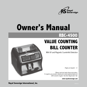 Manual Royal Sovereign RBC-4500 Banknote Counter