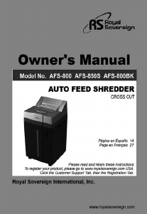 Manual Royal Sovereign AFS-800 Paper Shredder