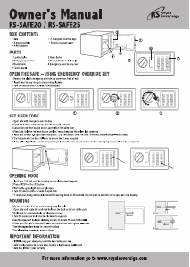 Mode d’emploi Royal Sovereign RS-SAFE20 Coffre-fort