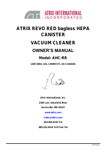 Manual Atrix AHC-RR Revo Red Vacuum Cleaner