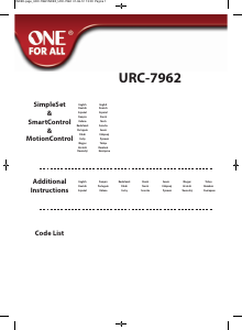 Mode d’emploi One For All URC 7962 Smart Control Motion Télécommande