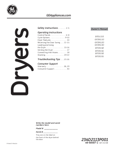 Manual de uso GE GFDN110GDWW Secadora