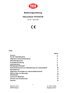 Bedienungsanleitung Caso VC33 Vakuumierer