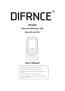Mode d’emploi DIFRNCE MP1818 Lecteur Mp3