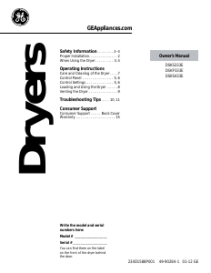 Manual GE DSKS333ECWW Spacemaker Dryer