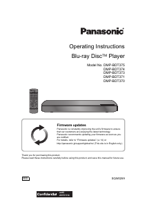 Manual Panasonic DMP-BDT371 Blu-ray Player