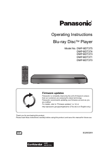 Manual Panasonic DMP-BDT370 Blu-ray Player