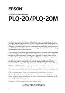 Bedienungsanleitung Epson PLQ-20 Drucker