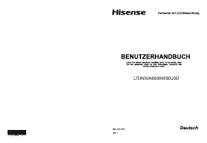 Bedienungsanleitung Hisense LTDN55K600XWSEU3D LED fernseher