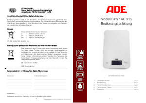 Manual ADE KE 915 Slim Kitchen Scale