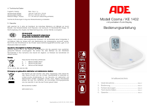 Mode d’emploi ADE KE 1402 Cosma Balance de cuisine