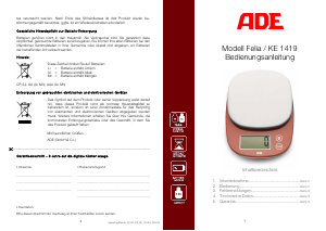 Mode d’emploi ADE KE 1419 Felia Balance de cuisine