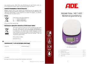 Mode d’emploi ADE KE 1420 Felia Balance de cuisine